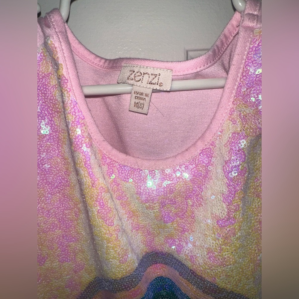 Zenzi dress (from Target), sequins rainbow, pink, size 8